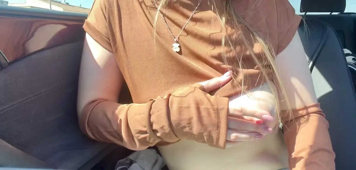 Mila Public Flashing Natural Tits with Hard Nipple in Car in Spain