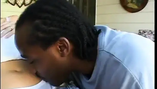 Naughty blonde cutie Rebecca Starr enjoys being dropped with black anchor in her bum bay