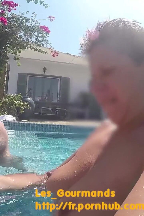 Sex in the Pool in Greece, with a Rambone Dildo and a Big Underwater Cumshot