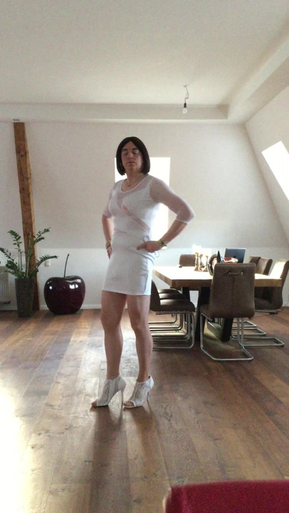 Nicki-crossdress - seksi beyaz örgü elbise (c)2016