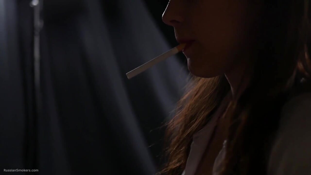 Very Sexy and Naked Russian Babe Smoking Cigarette