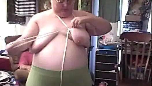 I demo self breast bondage nipple play