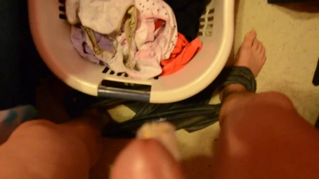 Vibrator taped to cock and cum on twins underwear