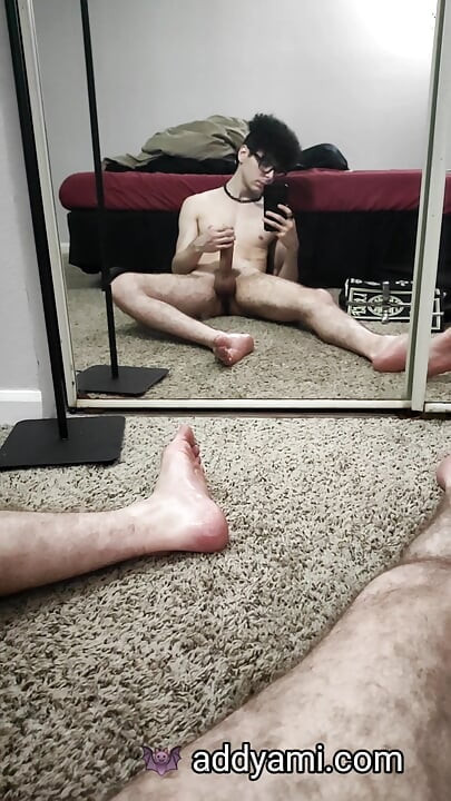 School boy stroking huge dick in dorm