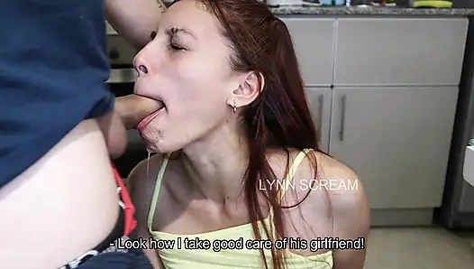 Fucked my boyfriend's best friend in the kitchen while he was in the room!