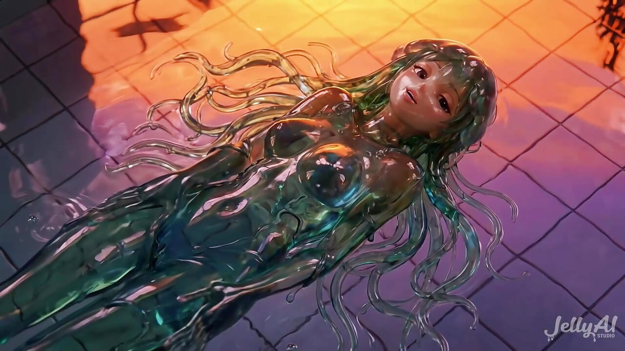 翡翠水母女孩磨蹭和骑乘 - 滴水的舌头