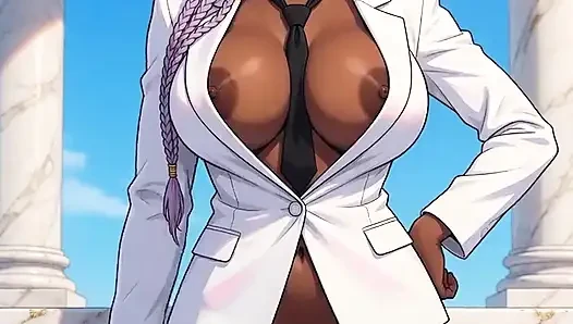 Big Breast Executive Ebony Babe with a Tight Black Ass Bald Pussy