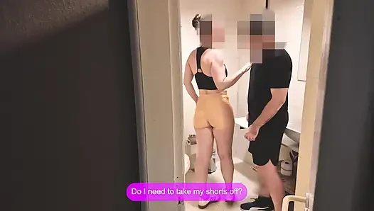 Gym Bathroom Surprise – She Got Caught with Ass Out & Took My Load