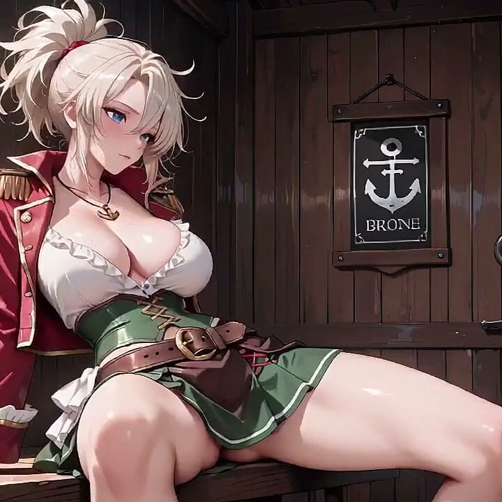 Blonde Goddess Lounging in Sun-drenched Ship Quarters, Hip-checking and Skirt-lifting for Pure Heat