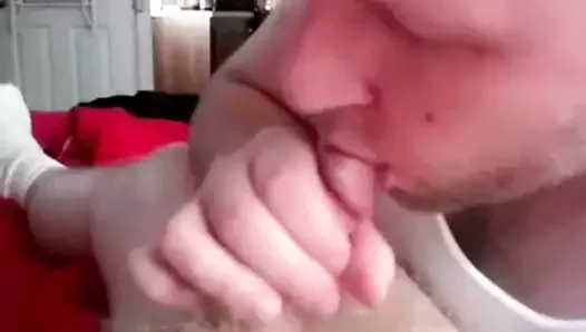 Cum hungry Boy sucks a big load of cum out of Pup's little  cock