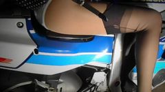 Stockings Panties On Motorbike