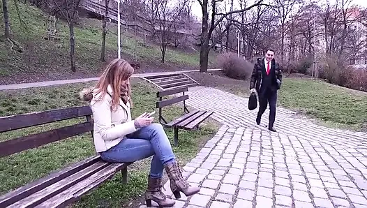 Blowjob in a park for the king of trash porn Andrea Dipre