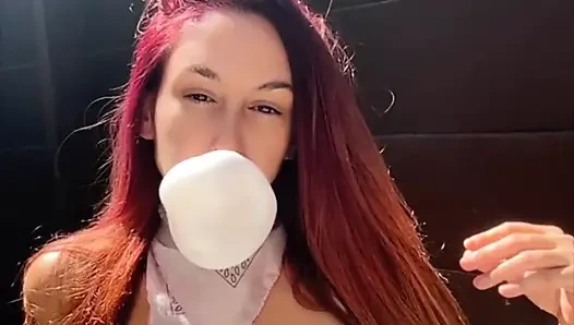 Artemisia Love Blowing Bubbles Outdoor and Smoking a Cigarette