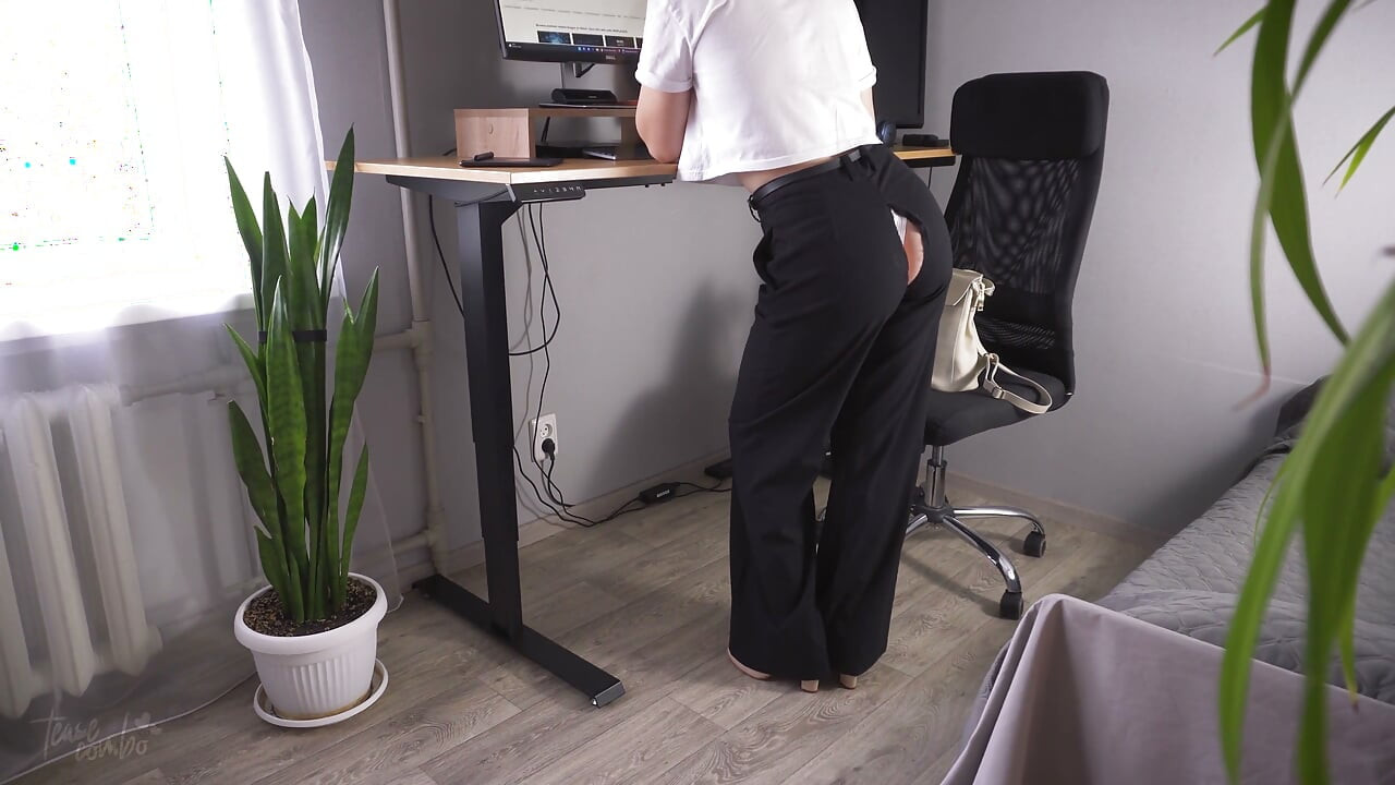 Secretary Working in Ripped Pants
