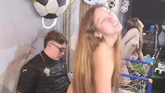 Sweaty amateur sex: My stepbrother fucks me after playing football.