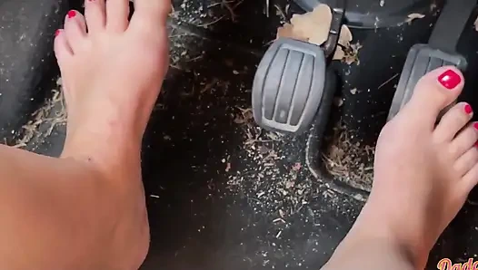 Driving Barefoot and Without Panties