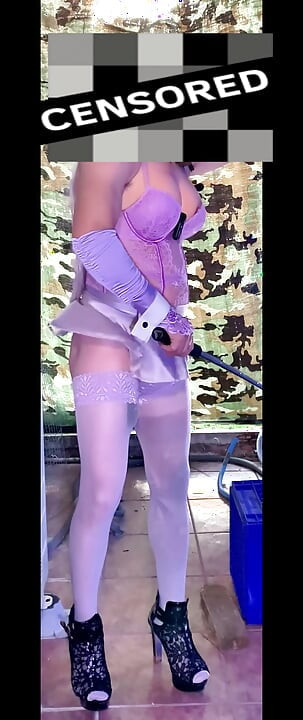 अधोवस्त्र स्टॉकिंग में TS किन्नर सुंदर गांड