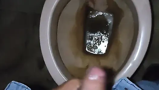 Masturbating in toilet and big cumshot