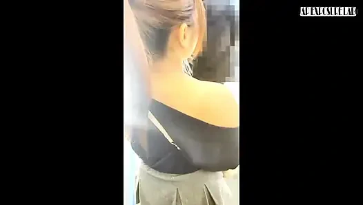 Busty Sash Strap Outfit, Tit Squeeze and Panty Slide Tease. Fingering Makes Her Scream, Special Edition!