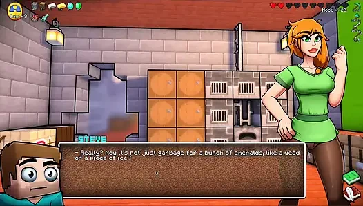 Hornycraft Minecraft parodisi - Jenny Steve'e bir elmas için ateşli bir ayakla muamele çekiyor! (Hentai oyun oyunu)