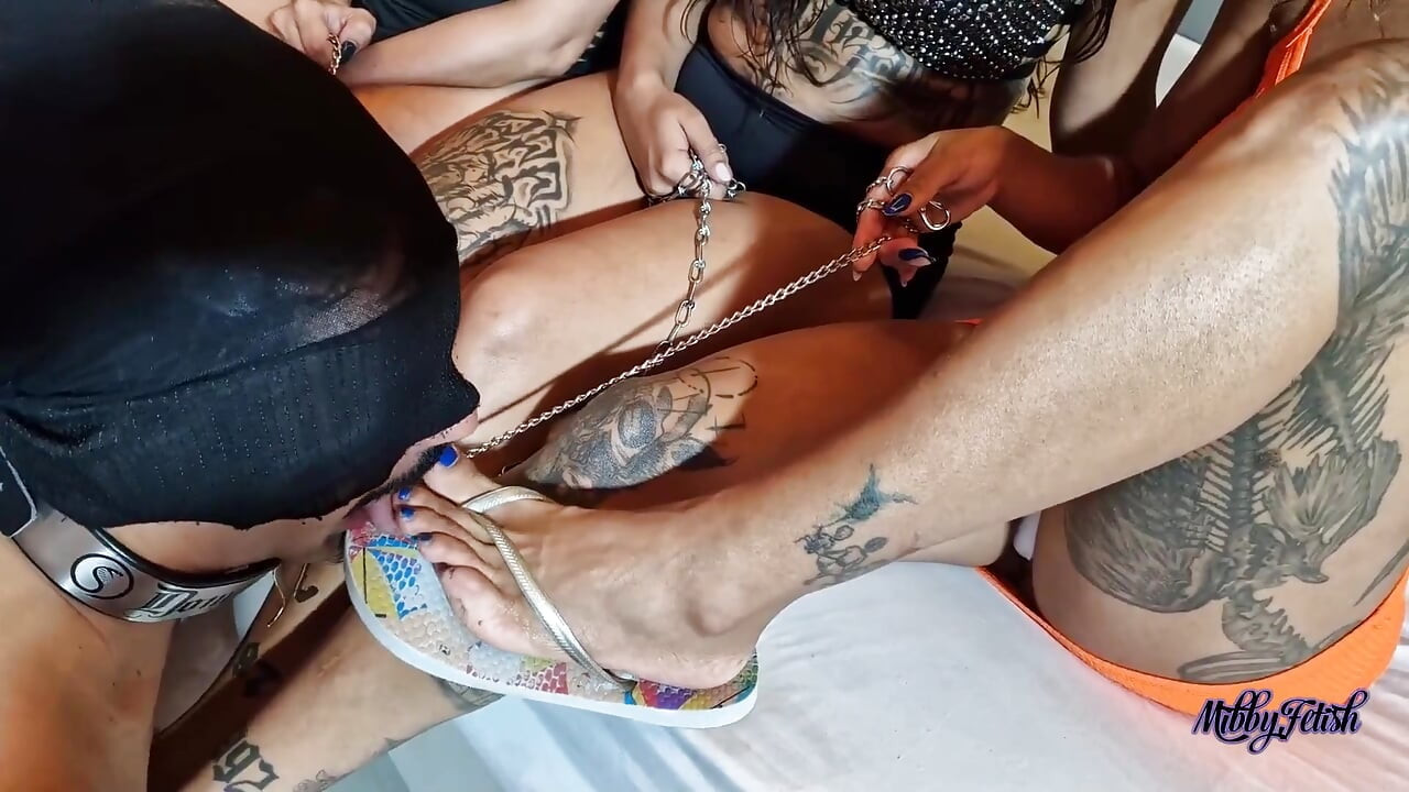 Six Goddess Feet on the Face of a Submissive Guy