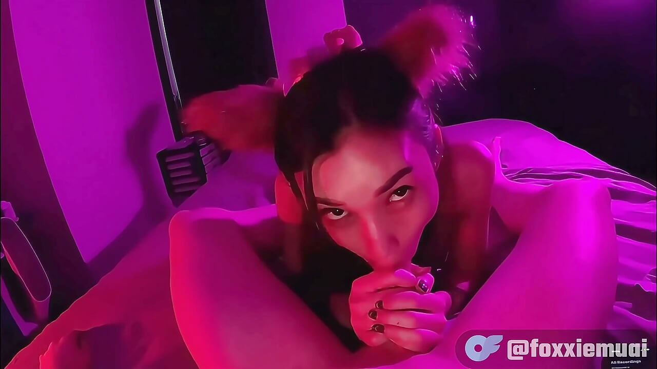 Ladyboy Foxxie makes boyfriend cum with intense blowjob handjob