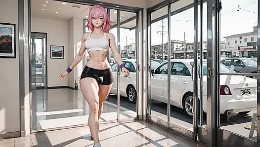 futanari girl fucks gym girl big ass deep anal in locker room and cums hard with huge cock