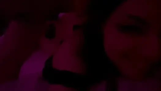 Real Couple Intimate Moment Under Red Lights
