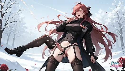 Snowy Rose и забрызганная спермой Капитуляция: праздник дилдо милфы зимой