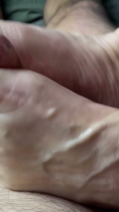 my wife's sexy feet are slipping on my dick and look how it all ended | Clip 1