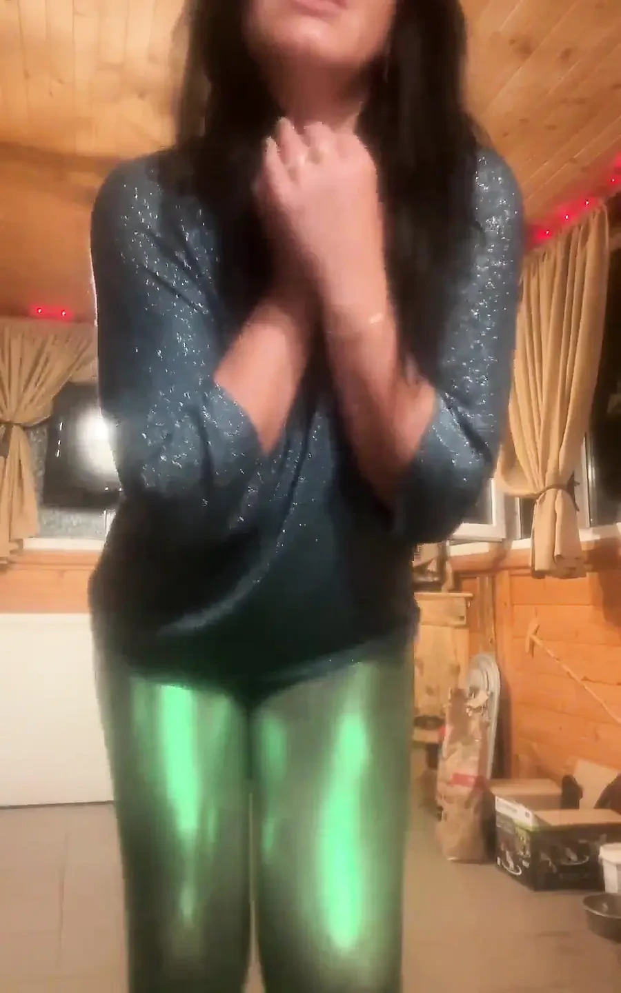 Shiny Leggings Cameltoe Dance Tease