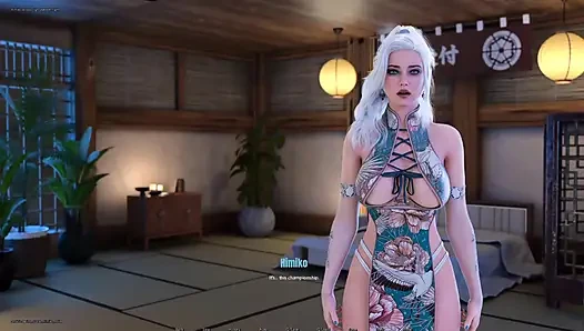 White Hair Girl Want Relax Her Hot Body