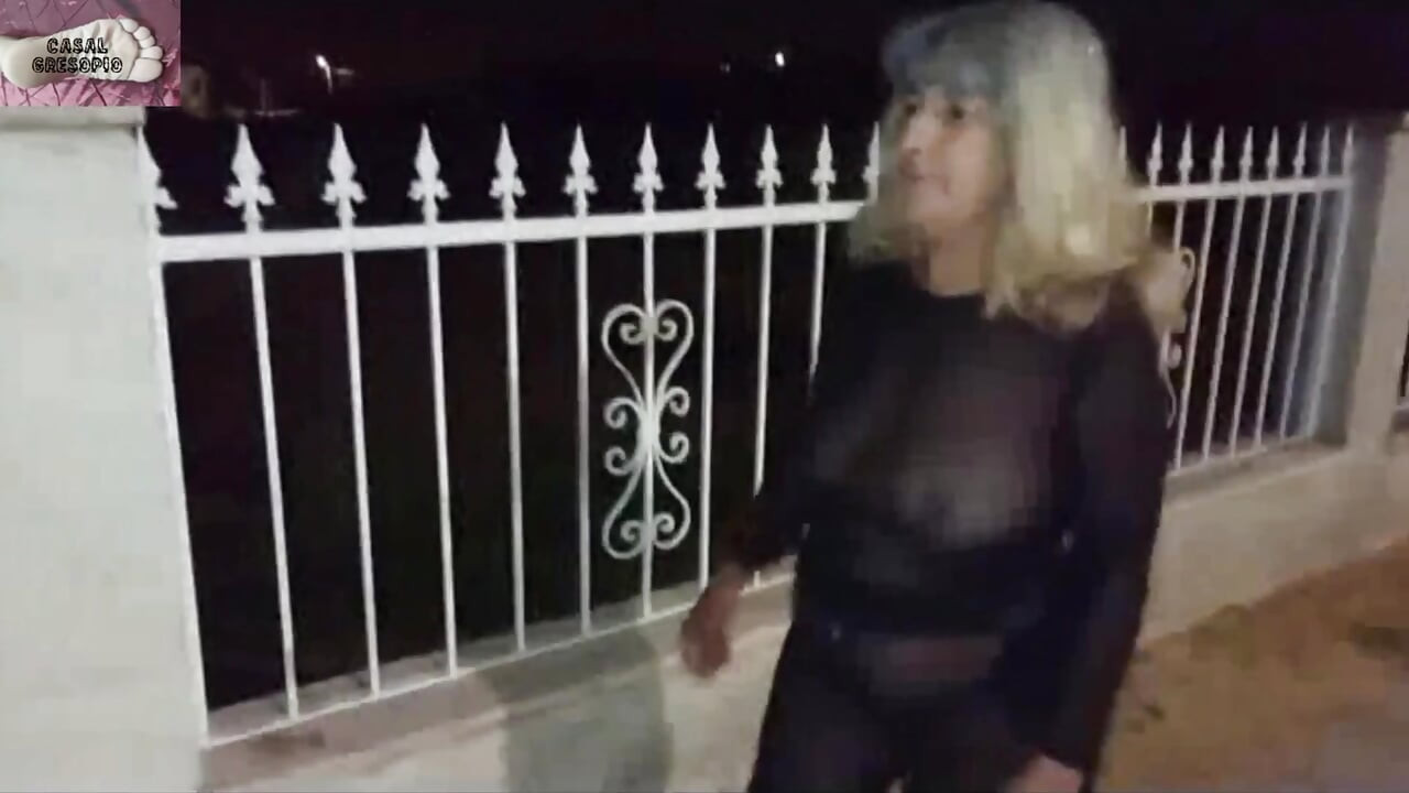 Mel showing off in public on the side of the road 13