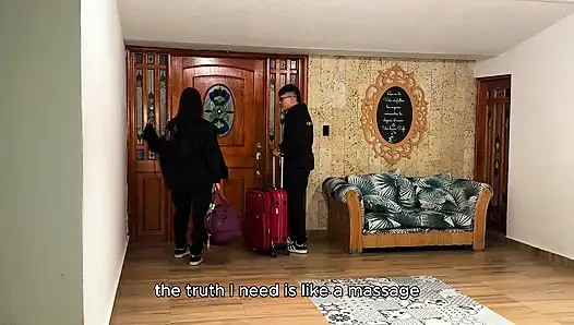 Colombian guy I met at the airport offered me a massage at my hotel, we ended up having sex and a big orgasm -