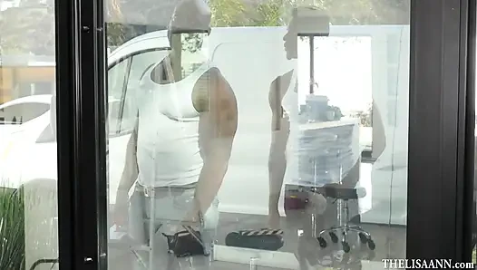 Lisa Ann seduces 2 hung black guys for a threeway