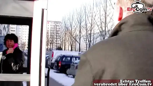 Old German housewife fucks after flirting with grandpa on the street