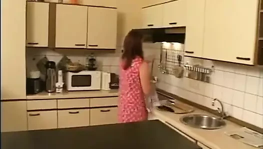 Voluptuous porn video – I'm a horny busty BBW wife and I enjoy while my husband fucks my shaved pussy in the kitchen