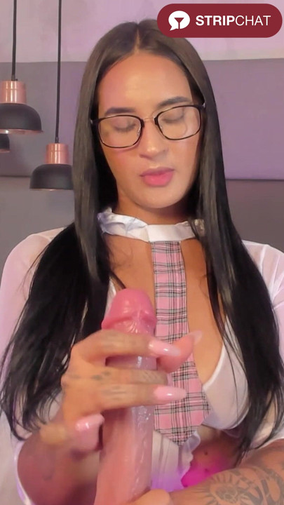 Glasses Babe Gives Full Handjob Attention to the Dildo - Emily_luve