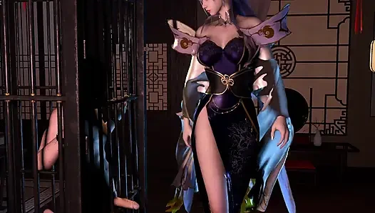 3D возбужденная крошка-шлюшка изменяет с незнакомцем с большим хуем