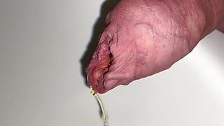 Foreskin pissing and cumshot