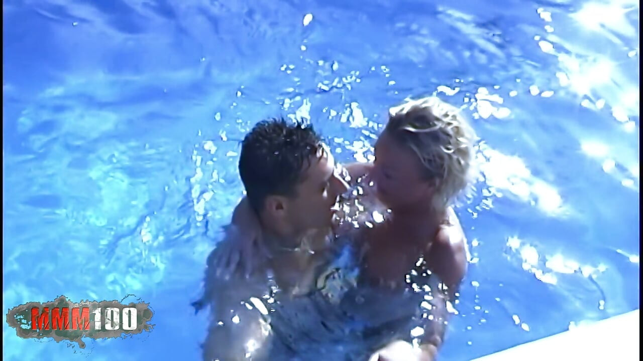 Delfynn Delage French Pornstar Threesome with Hungarian Studs by Pool Remastered
