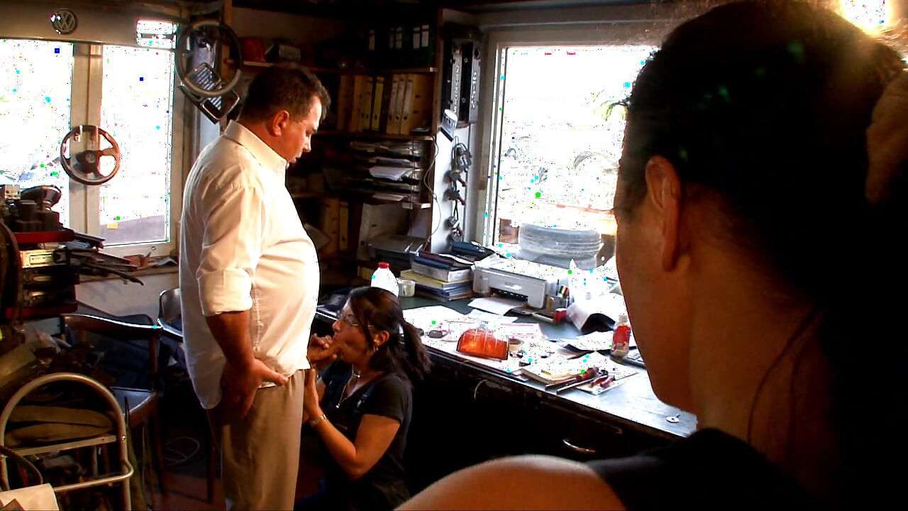 Great fuck at the office with customer and cum shot on tits