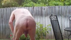 Grandpa naked and playing on my patio