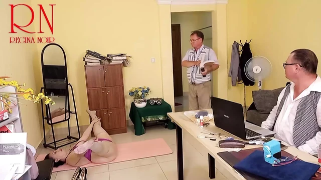 Yoga time in the office. Regina Noir. Scene 6