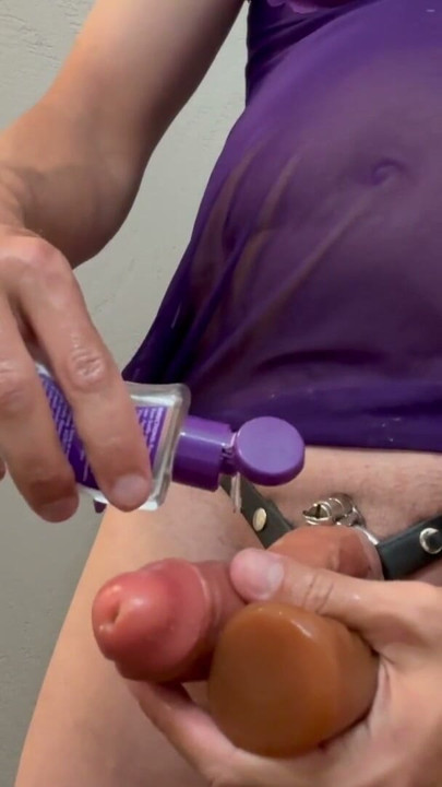 PorchaeTS tries new homemade chastity Dick to pleasure the Mrs. Total mind trip | Clip 1
