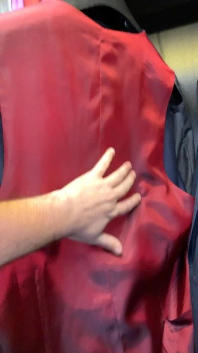 Navy suit red lining