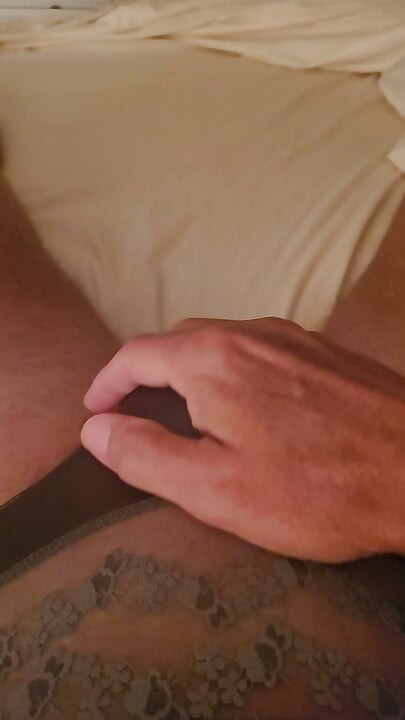 Cumming on retro panties.