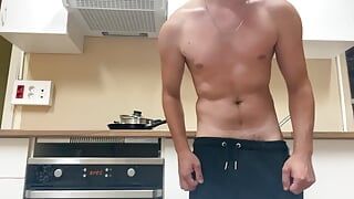 Big cumshot from 18years cute dick  on the kitchen