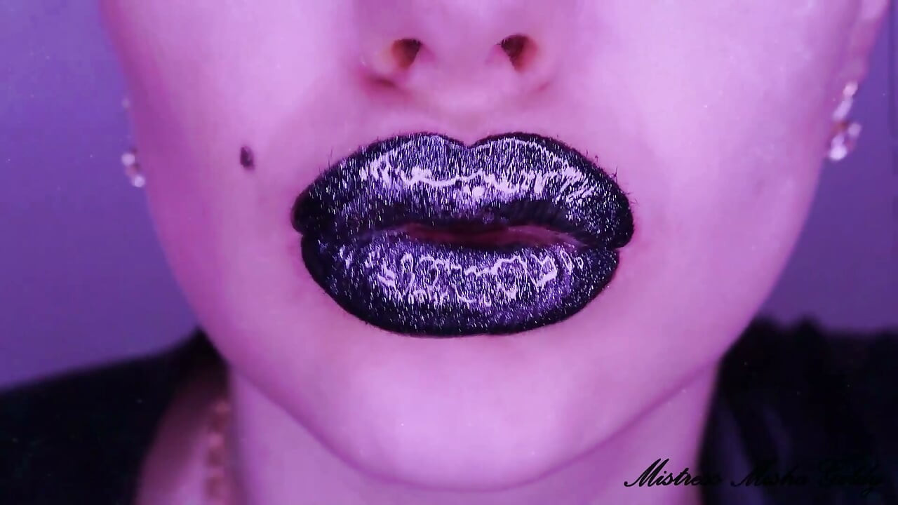Glossy black lips get total control over you! Mesmerizing JOI