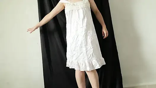 Trying out the latest transparent satin dress from Indonesian porn